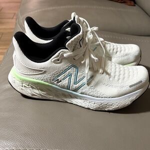 New Balance  Fresh foam X 1080 White and Light Blue Athletic Shoes